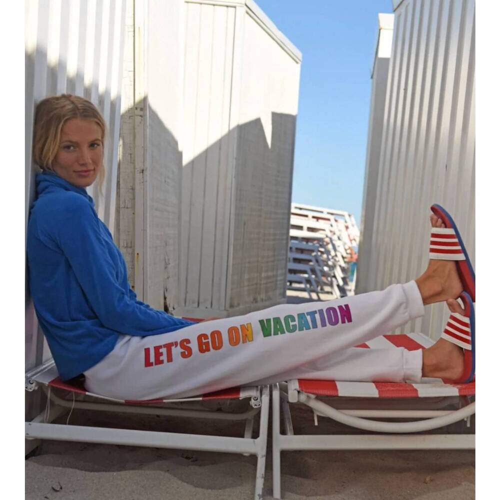 NEW WARM let's go on vacation sweats joggers in white